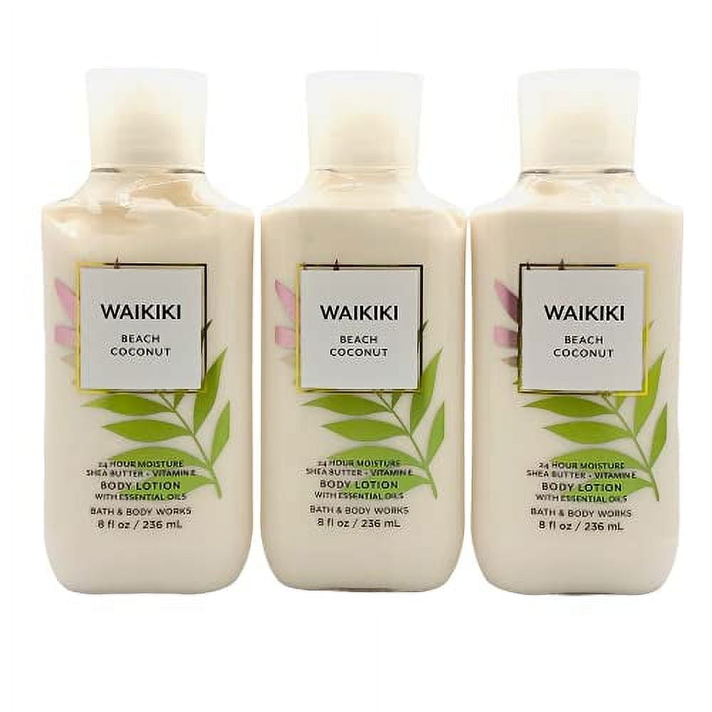 Bath & Body Works Shea & Vitamin E Body Lotion Waikiki Beach Coconut 8oz (3 Pack)