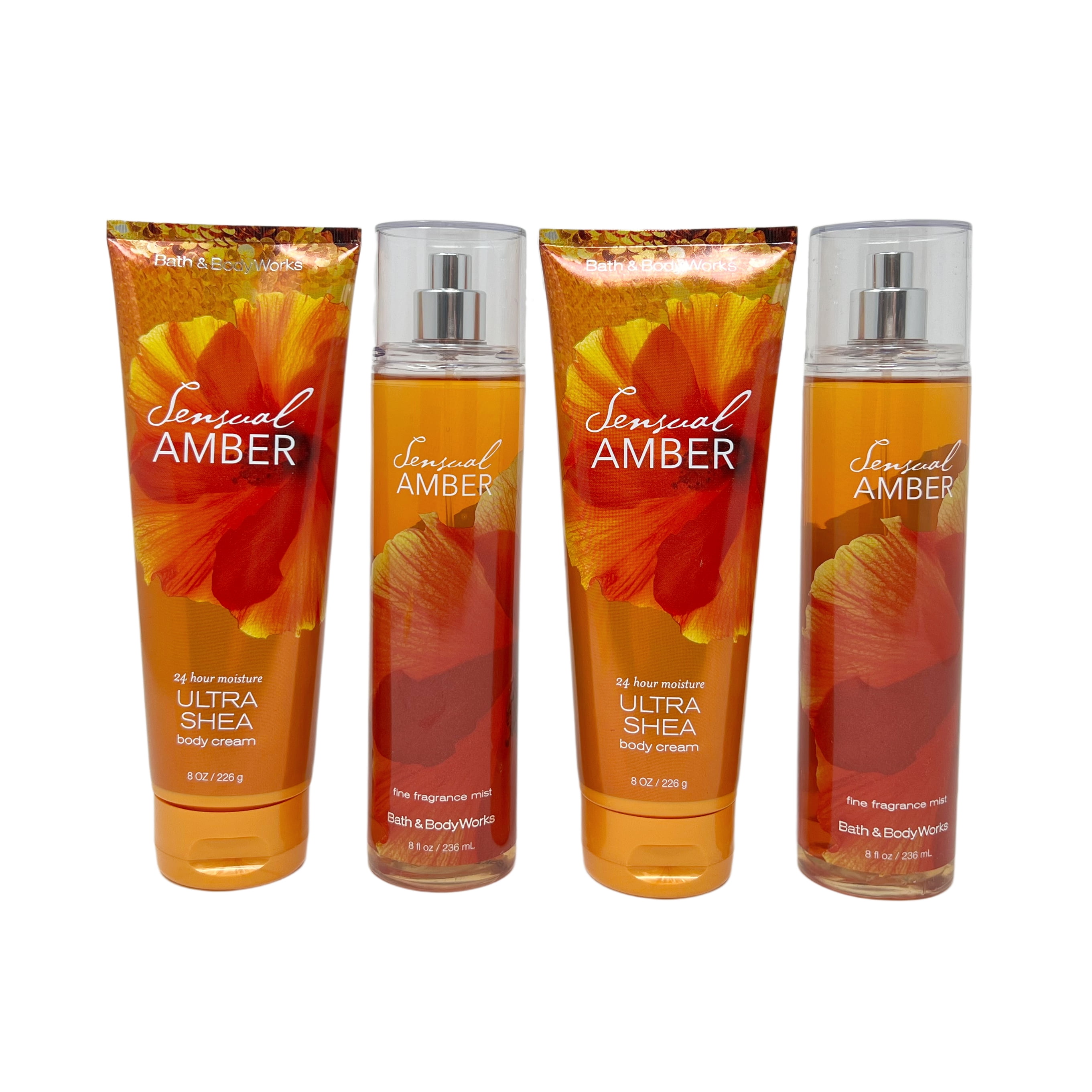 Bath & Body Works Signature Collection Sensual Amber Gift Set 2 Body Cream  & 2 Fragrance Mist. Lot of 4