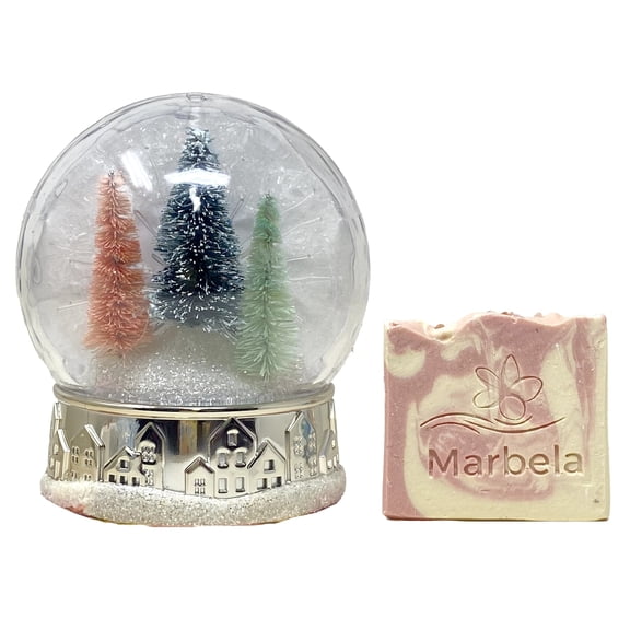 Bath & Body Works Snowglobe Fiber Optic Nightlight Wallflowers Fragrance Plug With a Himalayan Salts Springs Sample Soap.