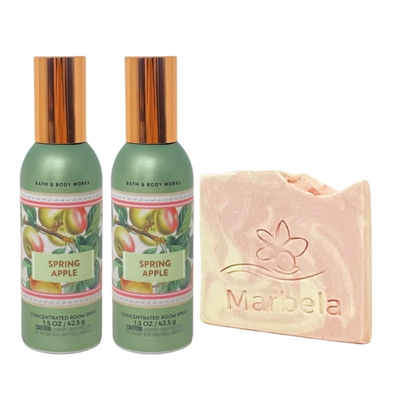 Bath & Body Works Spring Apple 2 Concentrated Room Sprays with a Himalayan Salts Springs Mini Soap