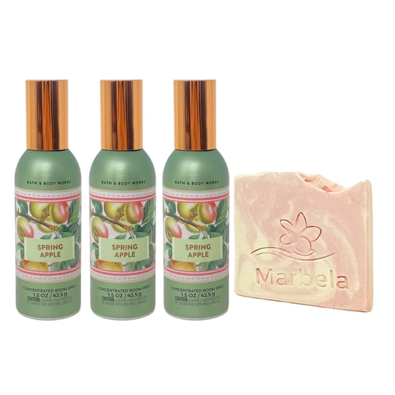 Bath & Body Works Spring Apple 3 Concentrated Room Sprays with a Himalayan Salts Springs Mini Soap