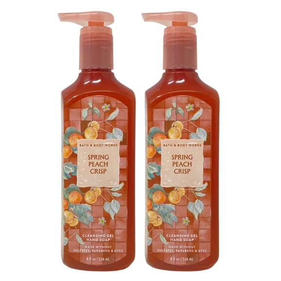 Bath & Body Works Spring Peach Crisp - 2 Cleansing Gel Hand Soaps (8 fl oz / 236 ml Each)