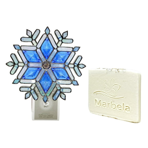 Bath & Body Works Stained Glass Snowflake Nightlight Wallflowers Fragrance Plug with a Natural Oats Sample
