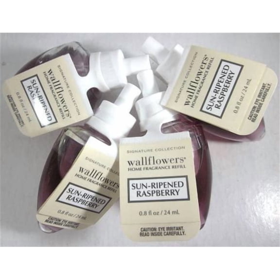 Bath & Body Works Sun-Ripened Raspberry Wallflowers Scent Insert, 4 pack
