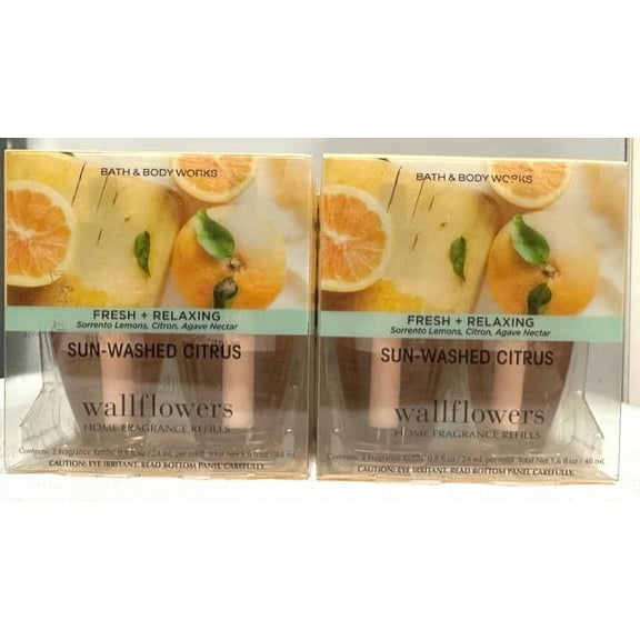 Bath & Body Works Sun-Washed Citrus Wallflowers Home Fragrance Refills, 0.8 fl oz each - 4 Refills