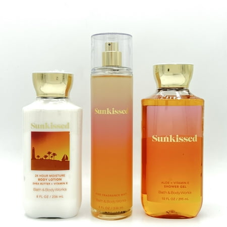 Bath & Body Works Sunkissed 8oz Body Lotion, 8oz Fine Fragrance Mist and 10oz Shower Gel 3-Piece Bundle
