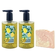 Bath & Body Works Sunshine & Lemons 2 Pack Hand Gel Bundle with a Himalayan Salts Springs Sample Soap
