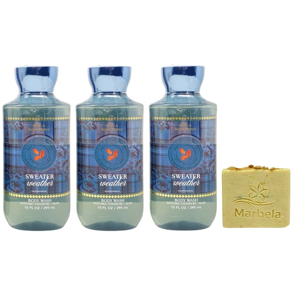 Bath & Body Works Sweater Weather 3 Body Washes with a Perfectly Peeled Bar Soap