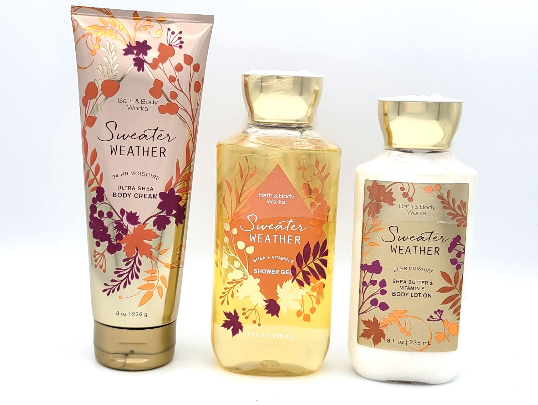 Bath & Body Works Sweater Weather Bundle Set Body Cream 8 oz+ Shower