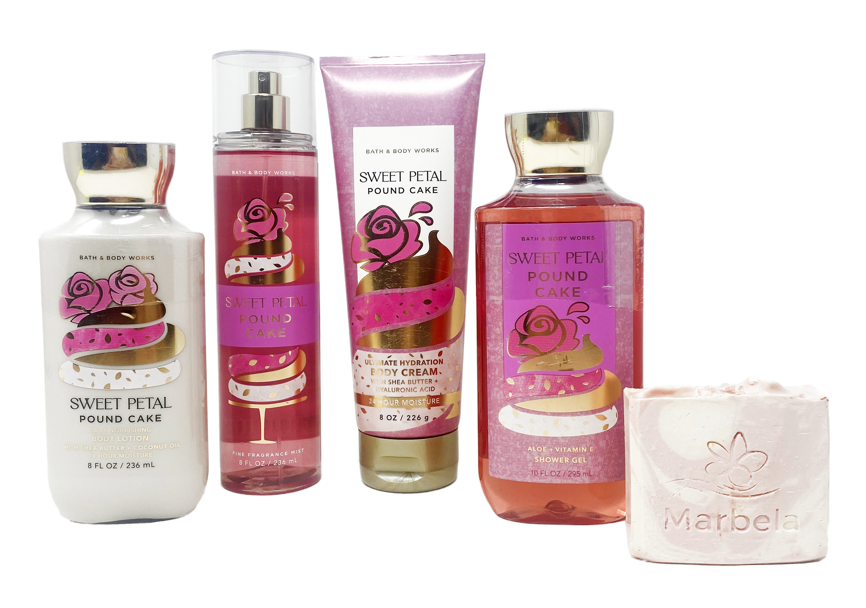 Bath & Body Works Sweet Petal Pound Cake Deluxe Gift Set Fine