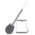thumbnail image 1 of Toilet Brush, Silicone Toilet Brush and Holder Set, Flexible Toilet Bowl Brush Head with Ventilated Holder, Wall Mounted Compact Toilet Scrubber Set for Bathroom Cleaning, 1 of 4