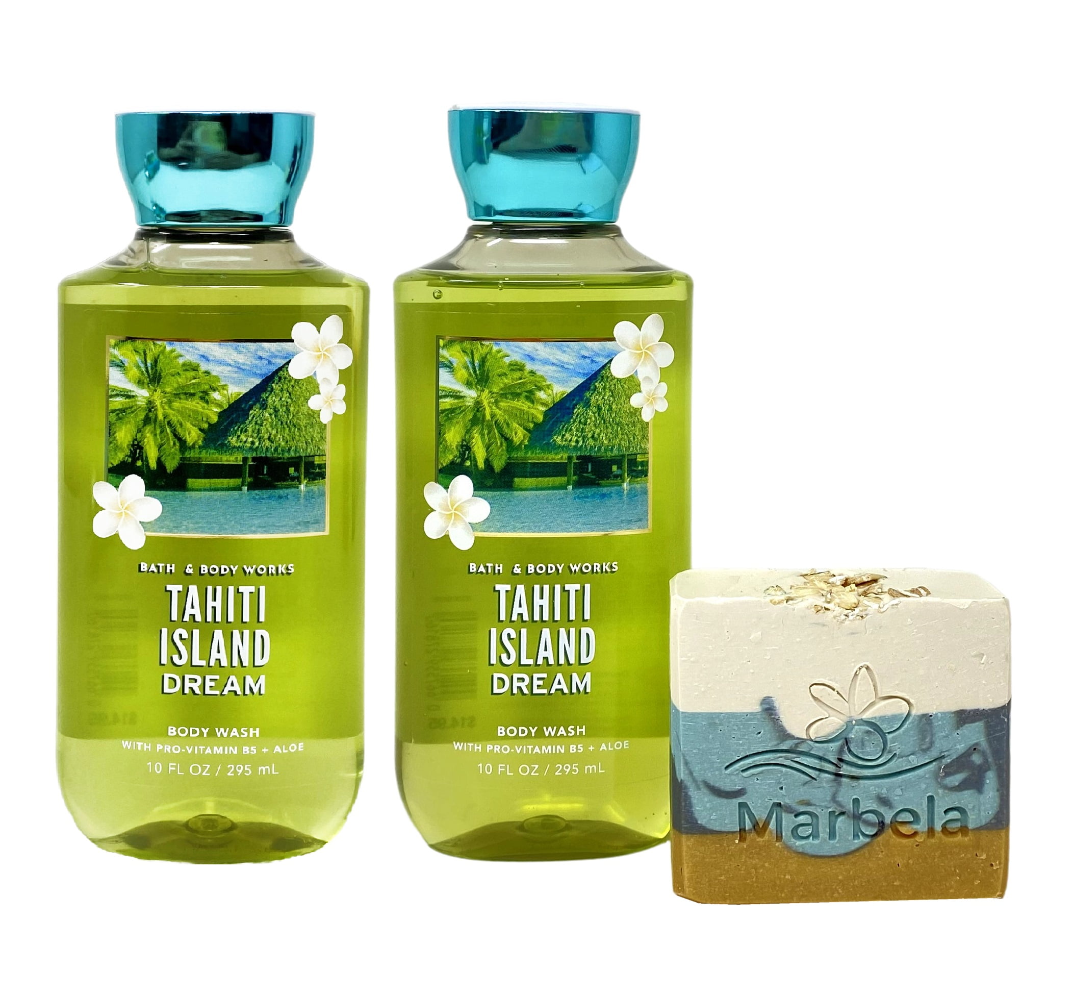 Bath & Body Works Tahiti Island Dream 2 Pack Body Wash Bundle with a Marbela Sea Breeze Bar Soap - Full Size
