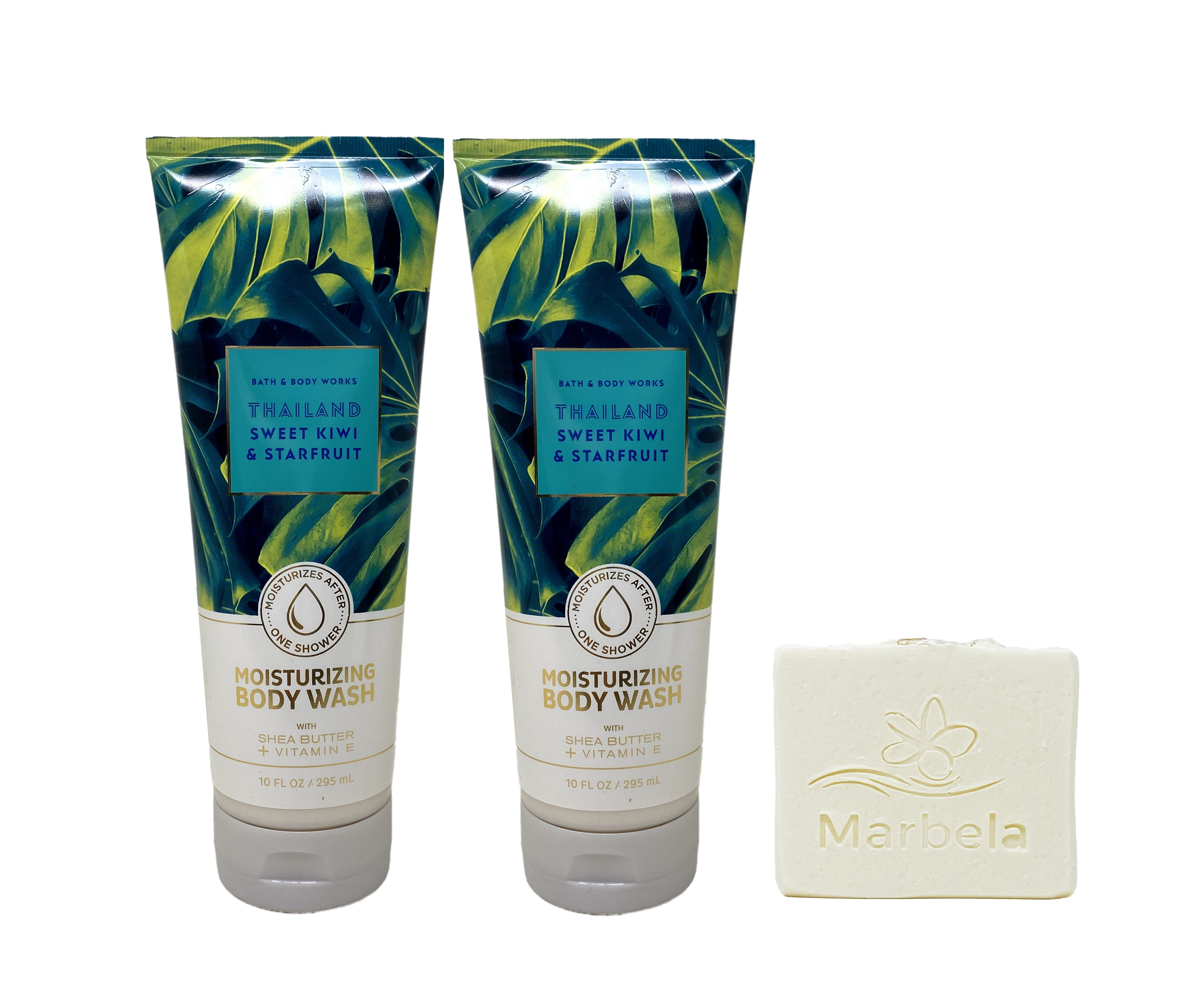 Bath & Body Works Thailand Sweet Kiwi & Starfruit - Pack of Two - Moisturizing Body Wash With a Natural Oats Soap