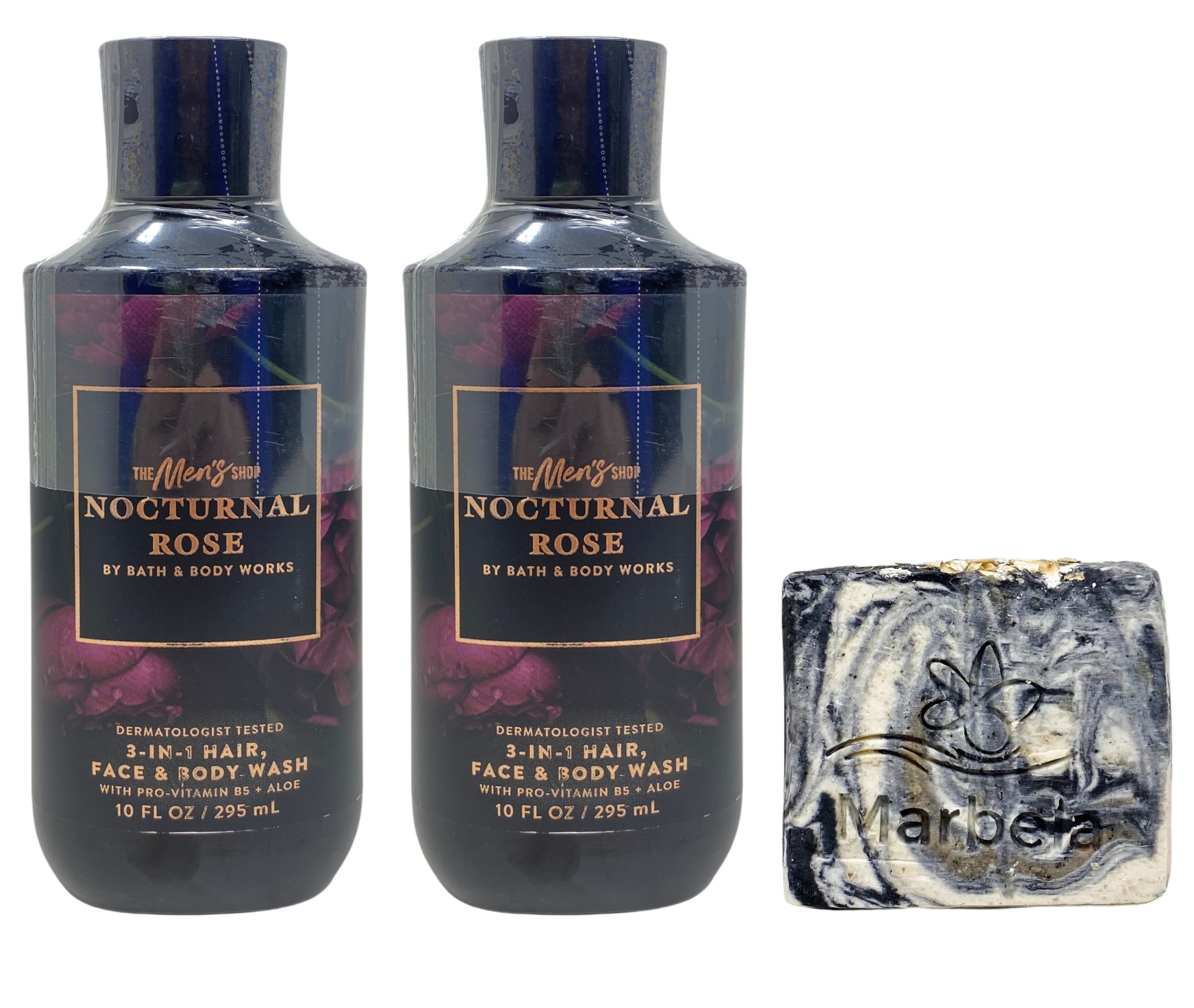 Bath & Body Works The Men's Collection 2 Nocturnal Rose 3-in-1 Hair, Face & Body Wash with a Charcoal Scrub Bar Soap