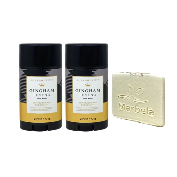Bath & Body Works The Men's Collection Gingham Legend 2 Antiperspirant Deodorants with a Natural Oats Mini Soap