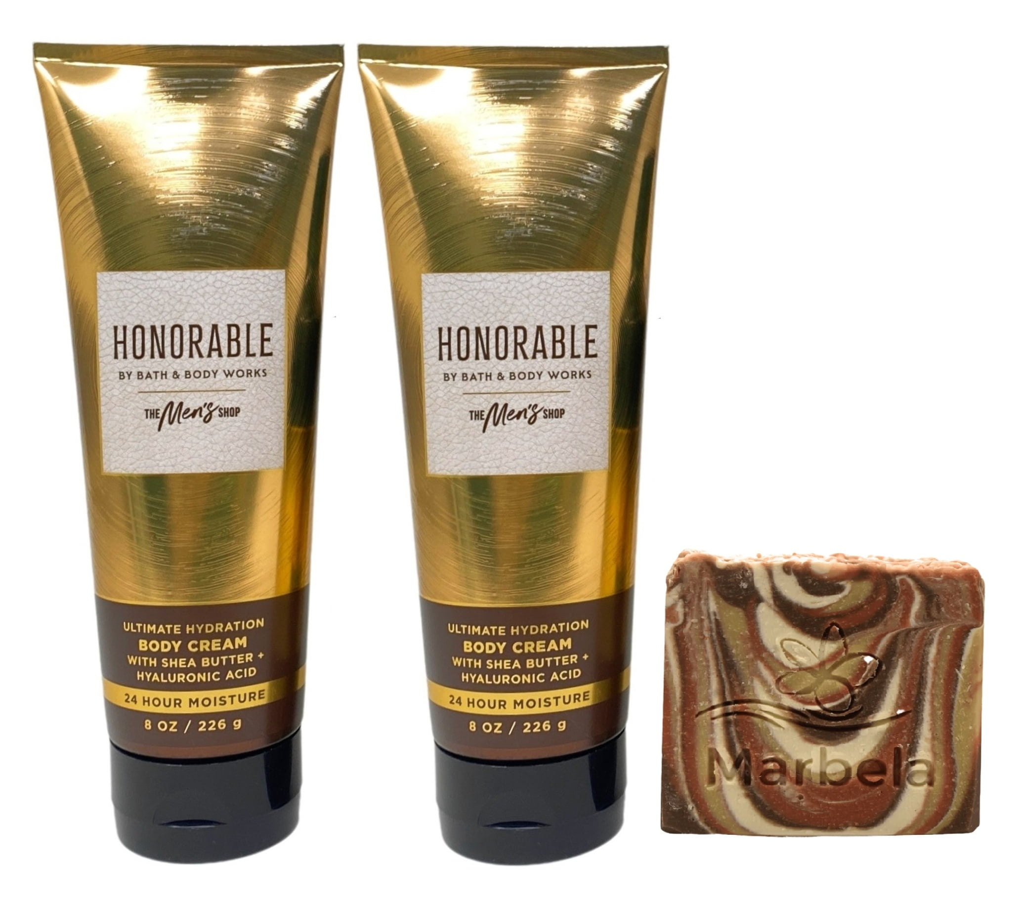 Bath & Body Works The Men's Shop Honorable 2 Pack Body Cream Bundle with a Clay Baby Bar Soap - Full Size
