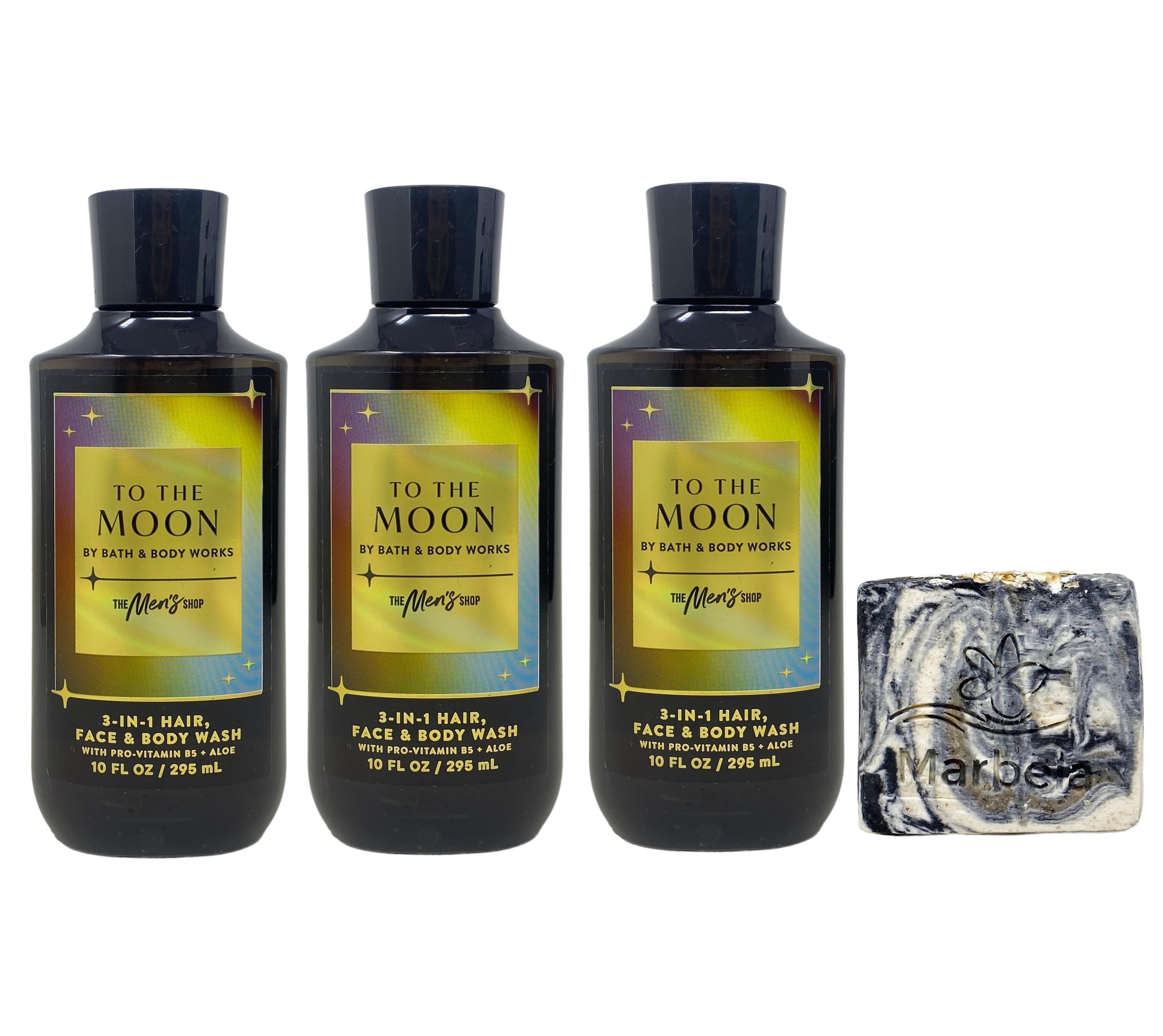 Bath & Body Works The Men's Shop To The Moon 3 Pack Body Wash Bundle with a Charcoal Scrub Bar Soap - Full Size