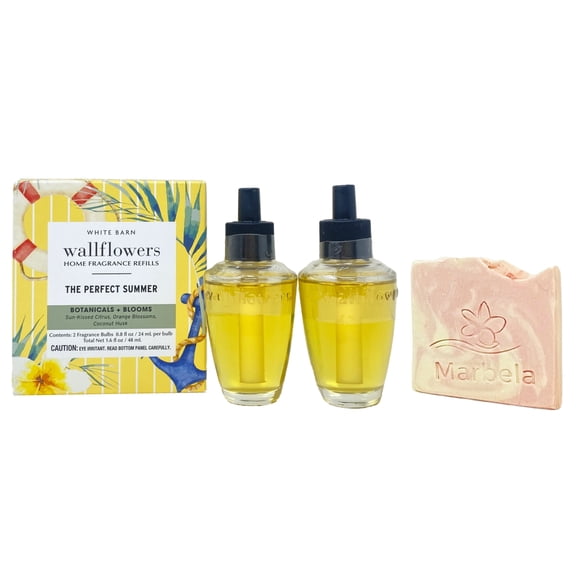 Bath & Body Works The Perfect Summer 2-Pack Home Fragrance Refill Bulbs with a Himalayan Salts Springs Sample Soap