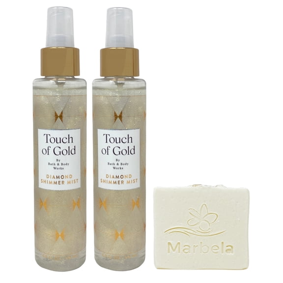Bath & Body Works Touch of Gold 2 Diamond Shimmer Mists with a Natural Oats Bar