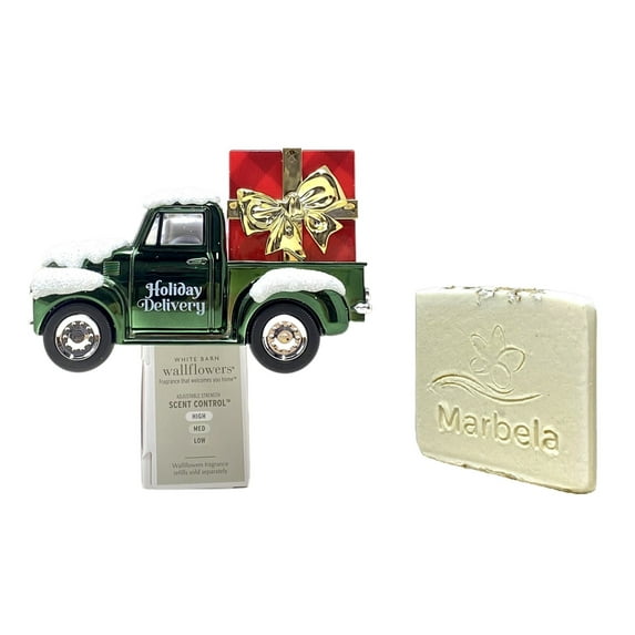 Bath & Body Works Truck With Presents Wallflowers Scent Control Fragrance Plug with a Natural Oats Sample Soap