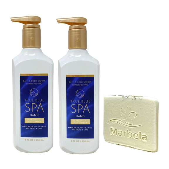 Bath & Body Works True Blue Spa 2 Piece Cleansing Gel Hand Soap Set with a Natural Oats Sample Soap