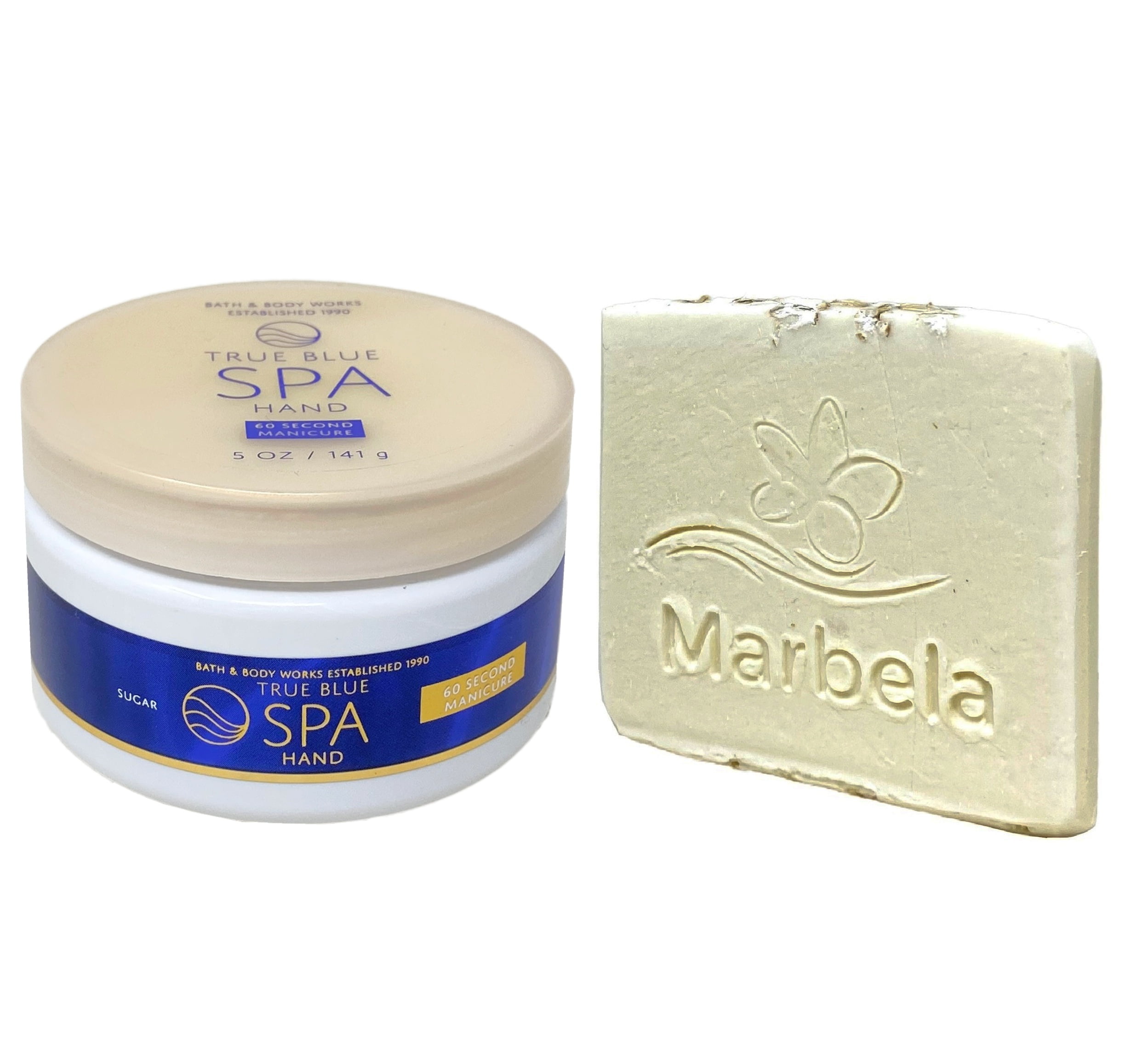 Bath & Body Works True Blue Spa 60 Second Manicure Hand Scrub with a Natural Oats Sample Soap