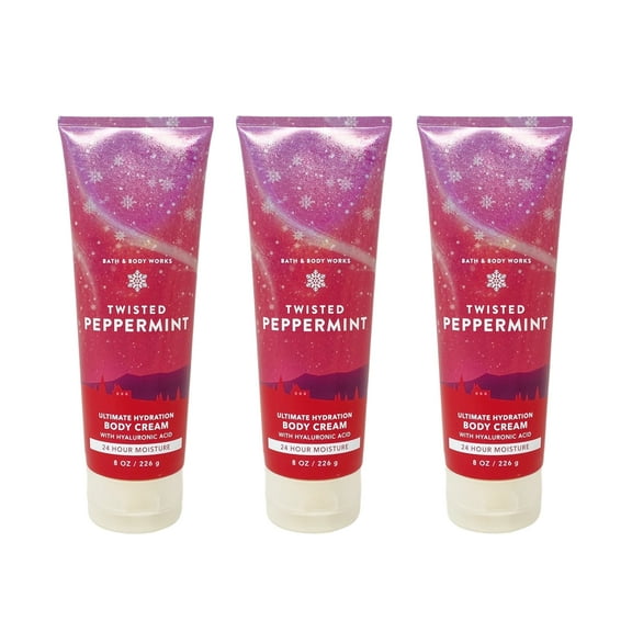 Bath & Body Works Twisted Peppermint Ultimate Hydration Body Cream Set of Three, 8 oz Each