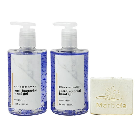 Bath & Body Works Unscented - 2 Pack Of Hand Gel With a Natural Oats Sample Soap.