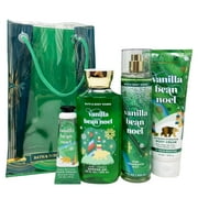 Bath & Body Works VANILLA BEAN NOEL Gift Bag Set - Fine Fragrance Mist, Body Cream, Shower Gel, Shea Butter Hand Cream