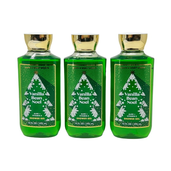 Bath & Body Works VANILLA BEAN NOEL Shower Gel - Value Pack Lot of 3 - Full Size