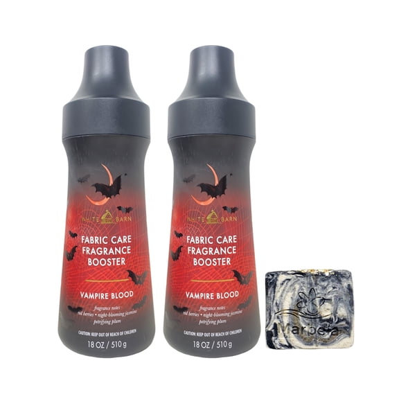 Bath & Body Works Vampire Blood 2 Fabric Care Fragrance Boosters with a Charcoal Scrub Bar Soap