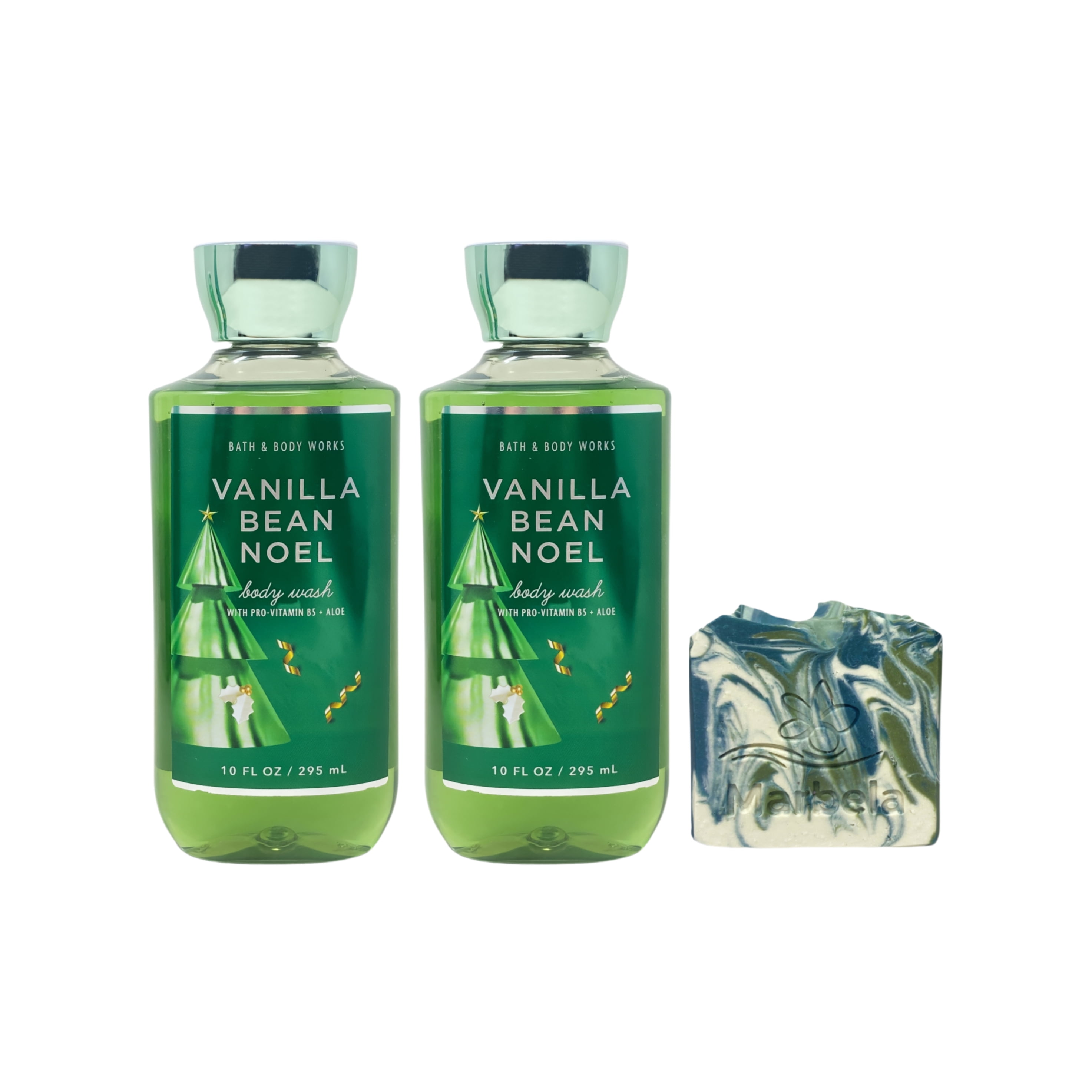 Bath & Body Works Vanilla Bean Noel - 2 Body Washes with a Zen Garden Bar Soap