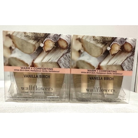 Bath & Body Works Vanilla Birch Wallflowers Home Fragrance Refills, 0.8 fl oz each - 4 Refills