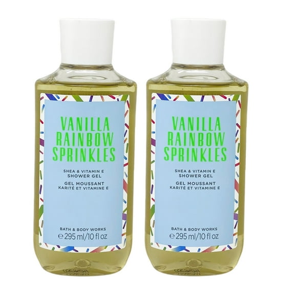 Bath and Body Works Vanilla Rainbow Sprinkles Shea + Vitamin E Shower Gel Duo Gift Set - Includes 2 Shea +Vitamin E Shower Gels - 10 fl oz / 296 mL each