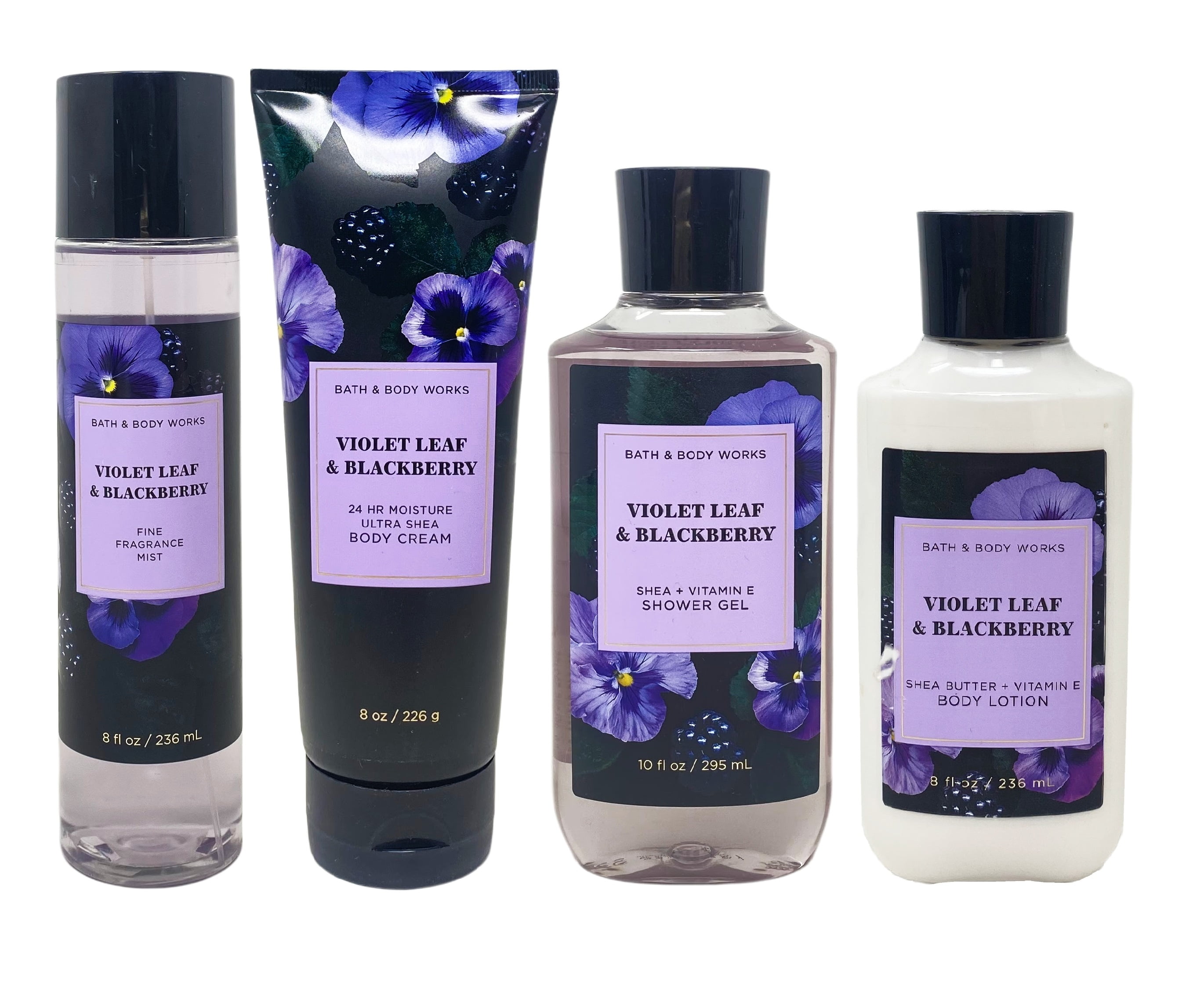 Bath and Body Works Violet Leaf & Blackberry 4 Piece Deluxe Gift Set