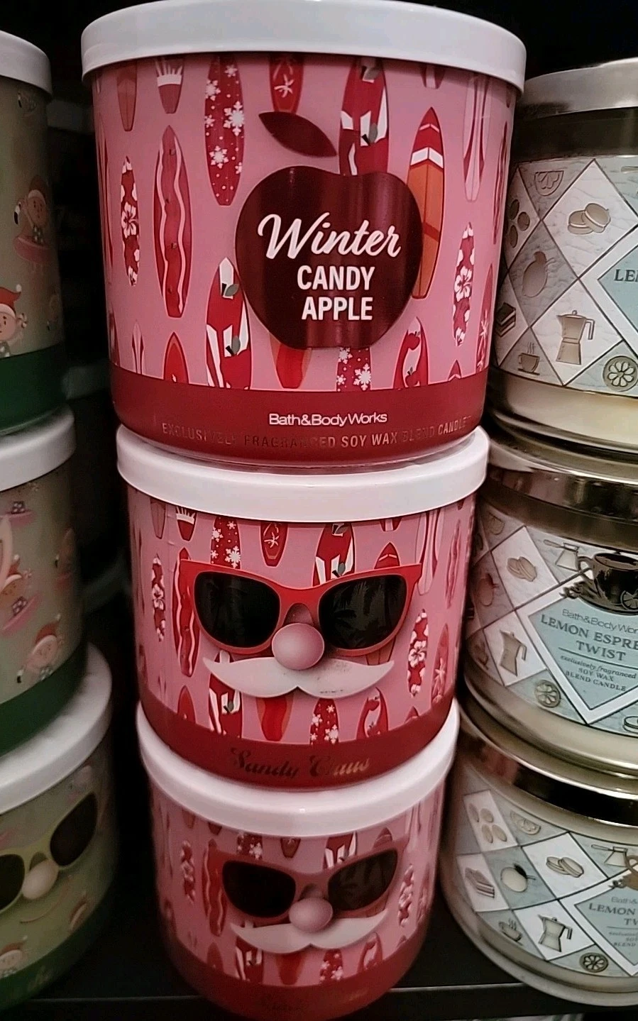 Bath & Body Works WINTER CANDY APPLE Scented 3-Wick Candle (set of