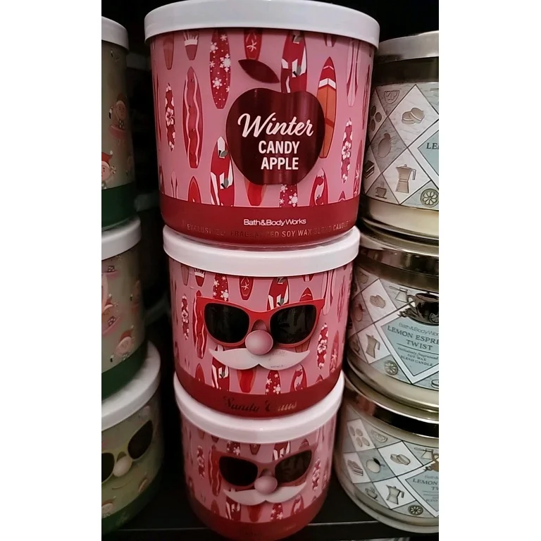 Bath & Body Works WINTER CANDY APPLE Scented 3-Wick Candle (set of