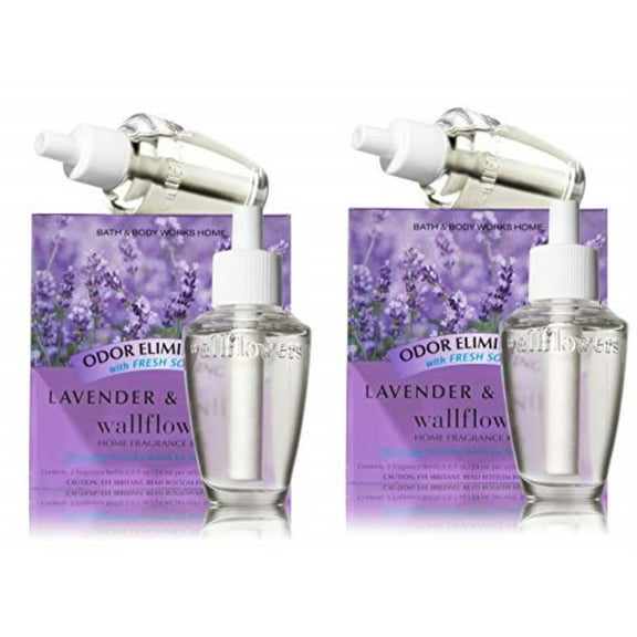 Bath and Body Works Wallflower Bulb Refills - Lavender & Vanilla - TWO Boxes, FOUR bulbs! 0.8 fl o