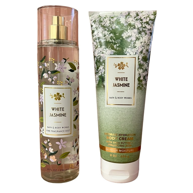 Bath Body Works White Jasmine Fine Fragrance Mist and Body Cream Set