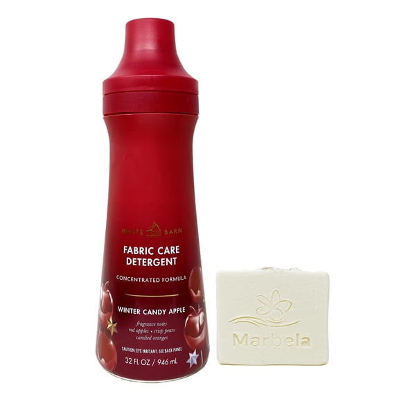 Bath & Body Works Winter Candy Apple Fabric Care Detergent with a Marbela Natural Oats Bar Soap - Full Size