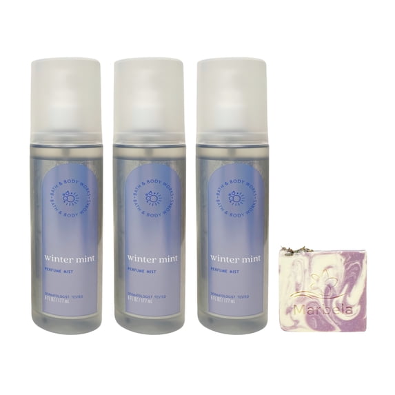 Bath & Body Works Winter Mint - 3 Perfume Mists with a Lavender Dream Bar Soap