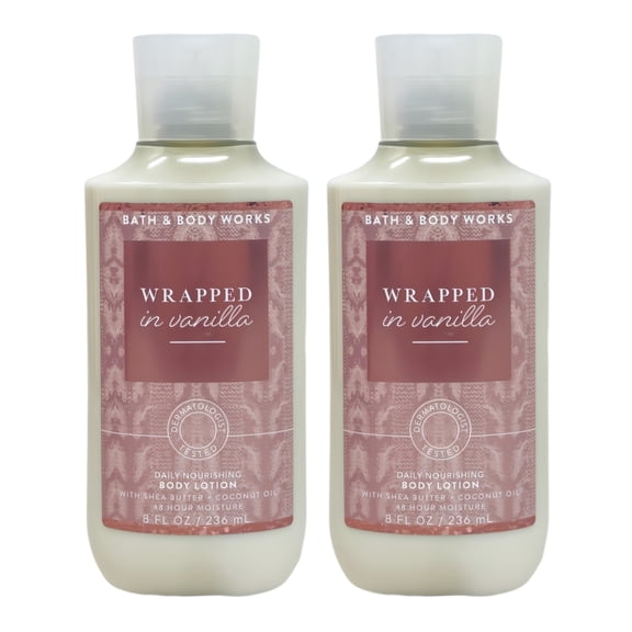 Bath & Body Works Wrapped In Vanilla - 2 Daily Nourishing Body Lotions (8 fl oz / 236 mL Each)