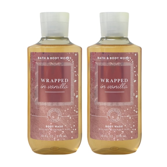 Bath & Body Works Wrapped In Vanilla - 2 Pro Vitamin B5 + Aloe Body Washes (10 fl oz / 295 mL Each)