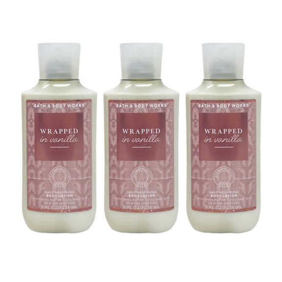 Bath & Body Works Wrapped In Vanilla - 3 Daily Nourishing Body Lotions (8 fl oz / 236 mL Each)