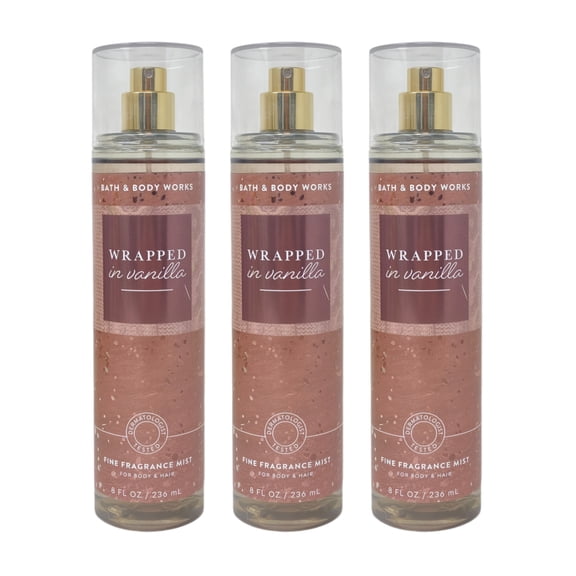 Bath & Body Works Wrapped In Vanilla - 3 Fine Fragrance Mists (8 fl oz / 236 mL Each)