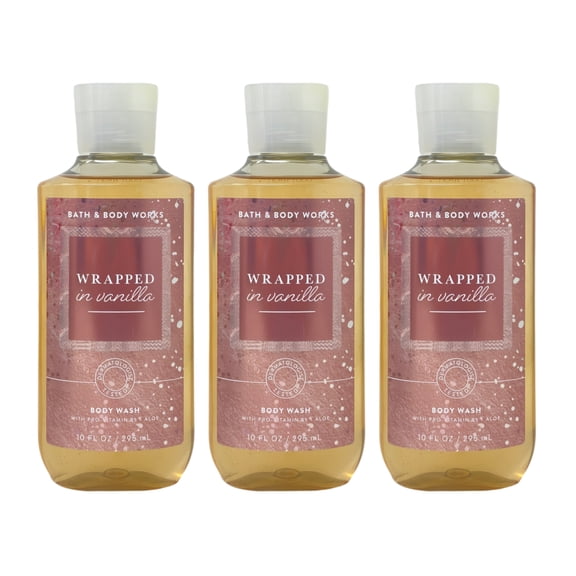 Bath & Body Works Wrapped In Vanilla - 3 Pro Vitamin B5 + Aloe Body Washes (10 fl oz / 295 mL Each)