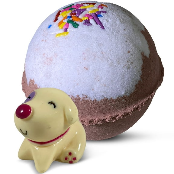 Bath Bomb for Kids With a Surprise Toy Cute Dog Inside Sweet COCOA Scent Handmade in USA Natural and Safe for Sensitive Skin by Relaxcation