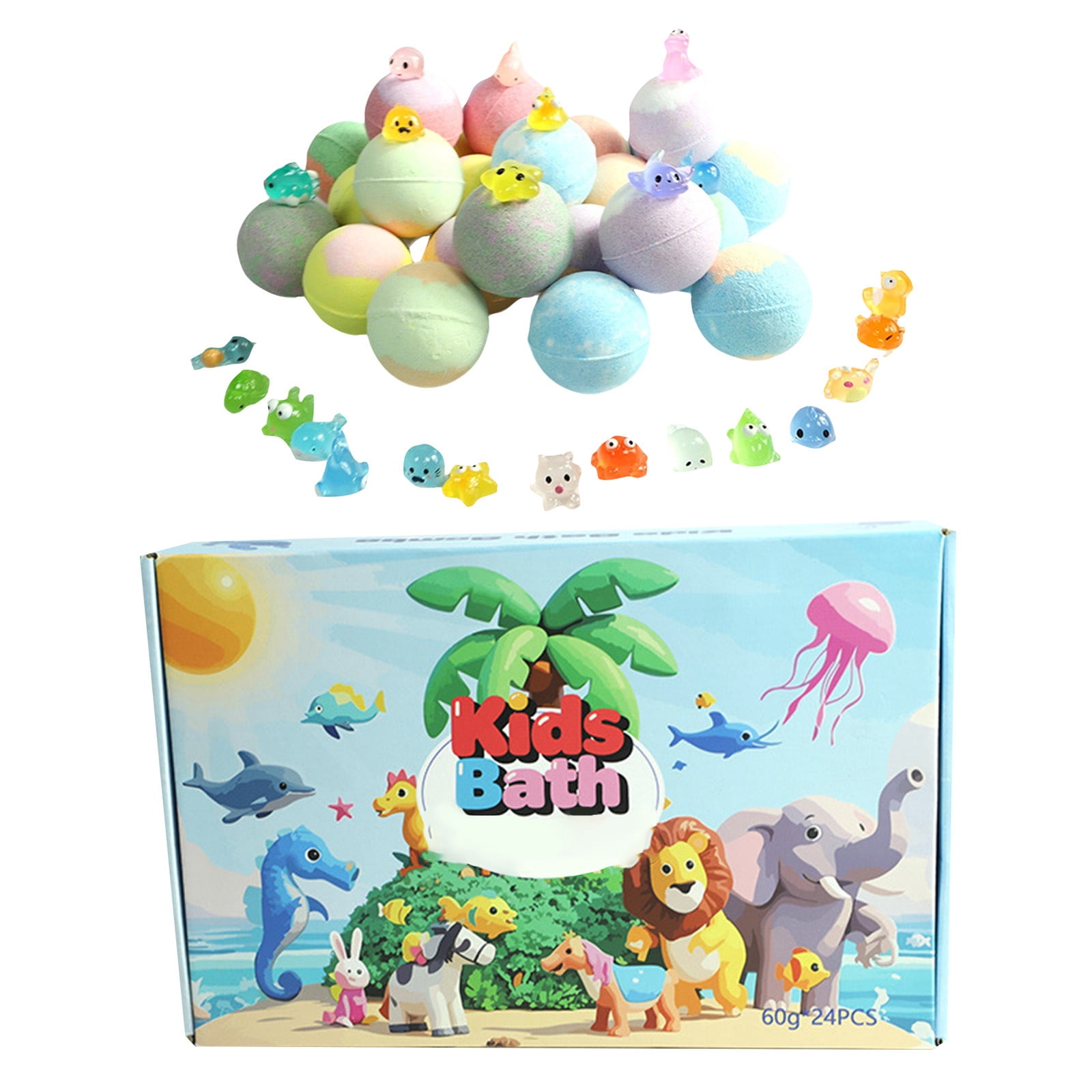 Bath Bomb for Kids with Surprise Inside, 24 Pcs Bath Bomb, Easter Gifts for Kids, Easter Basket Stuffers, Bubbles for Kids, Bath Toys for Kids