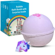 Bath Bomb for Kids with Surprise Unicorn Ring Inside Handmade in USA Natural Safe for Sensitive Skin by Relaxcation