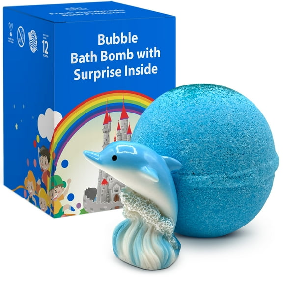 Bath Bomb for Kids with a Surprise Toy Cute Dolphin Inside Handmade in USA Natural Safe for Sensitive Skin Moisturizing by Relaxcation